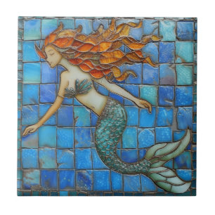 Mosaic Mermaid Aqua Marine Tile