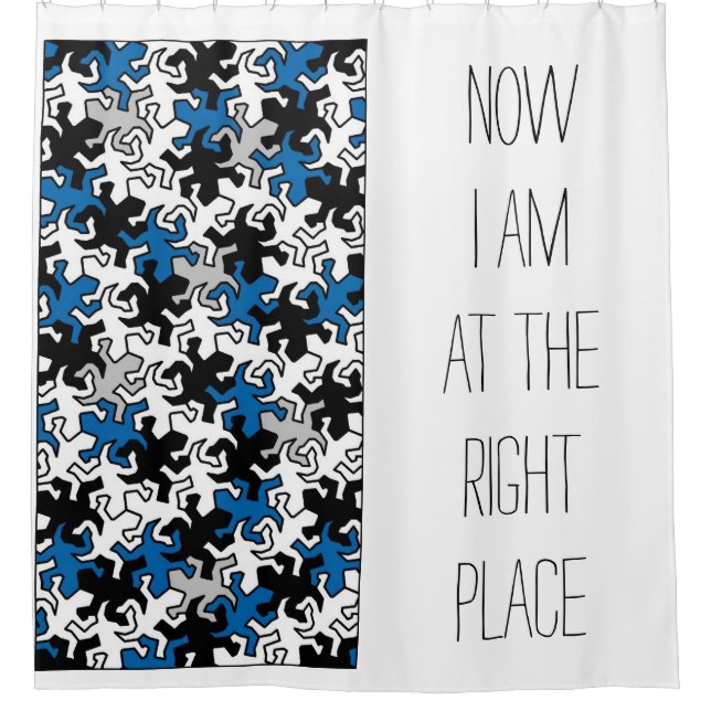 Mosaic Mirror Geckos Pattern - blue black white (Front)