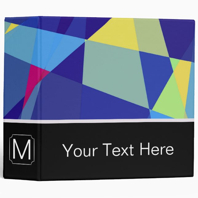 Mosaic Modern Geometric Pattern. Custom Monogram Binder (Front/Spine)