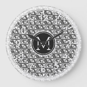 Mosaic Modern Monogram #12 Large Clock