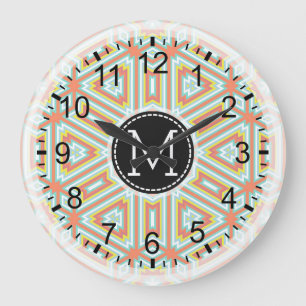 Mosaic Modern Monogram #17 Large Clock