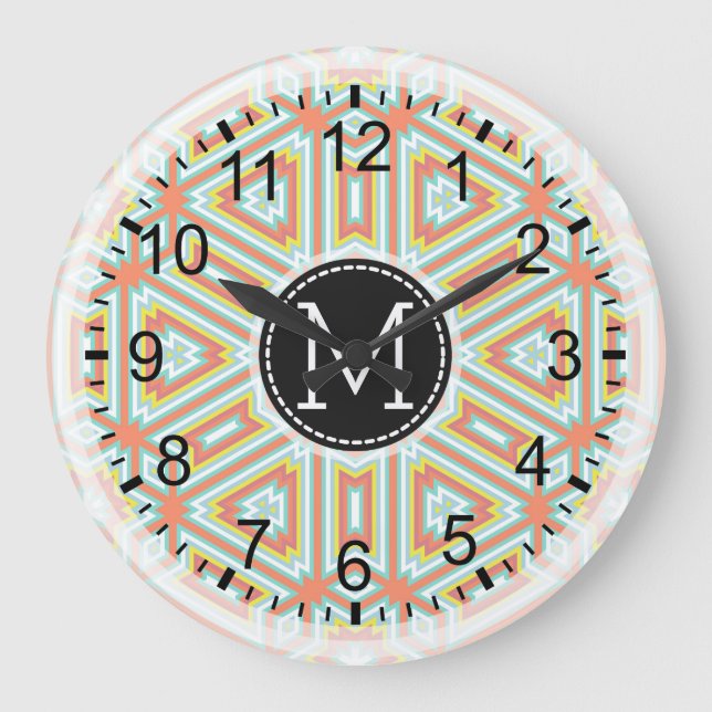 Mosaic Modern Monogram #17 Large Clock (Front)