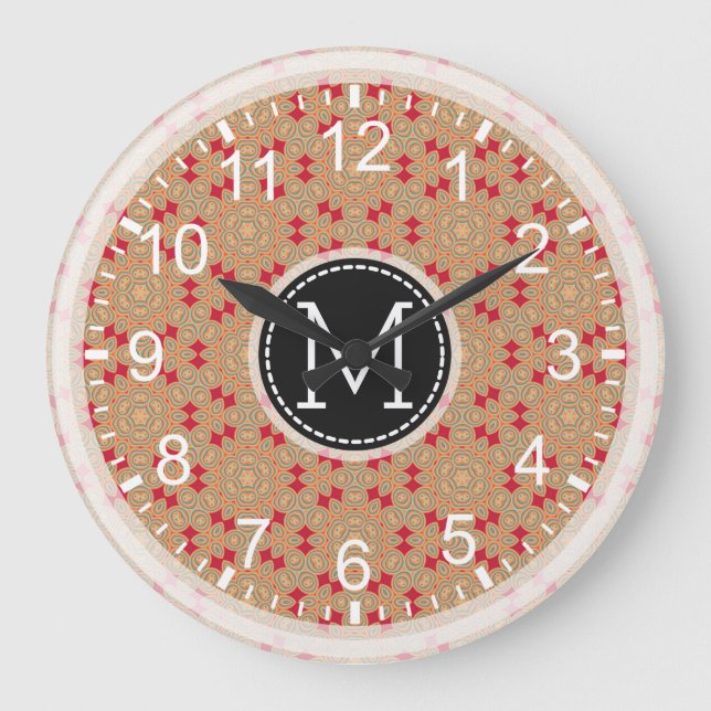 Mosaic Modern Monogram #4 Large Clock (Front)
