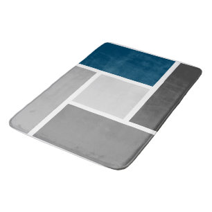 Mosaic Modern Teal White and Grey Bath Mat
