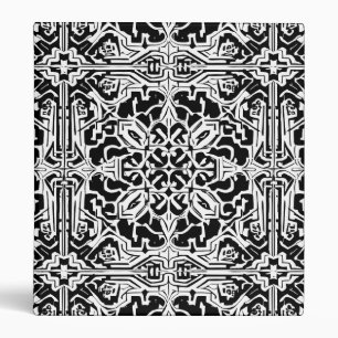 Mosaic Moroccan Tile Pattern in Black and White Binder