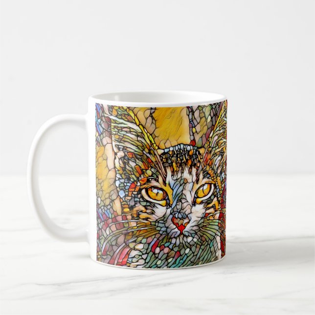 Mosaic Multicolor Cat 697 Coffee Mug (Left)