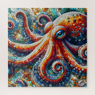 Mosaic Octopus Artistic Ocean Colourful Sea Life Jigsaw Puzzle