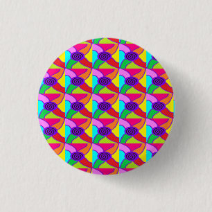 Mosaic of big bright colour art coaster 1 inch round button