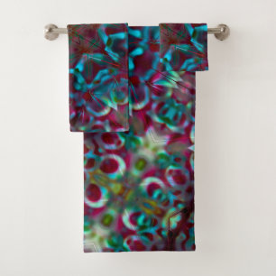 Mosaic of geometric lines and gradient matte folds bath towel set