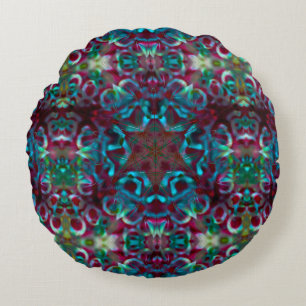 Mosaic of geometric lines and gradient matte folds round pillow