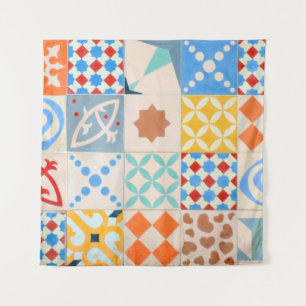 Mosaic of Hydraulic cement tiles, decorative fashi Tapestry