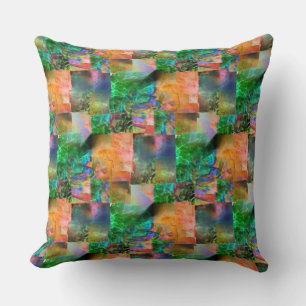 Mosaic of messy textures with detachment illusion throw pillow