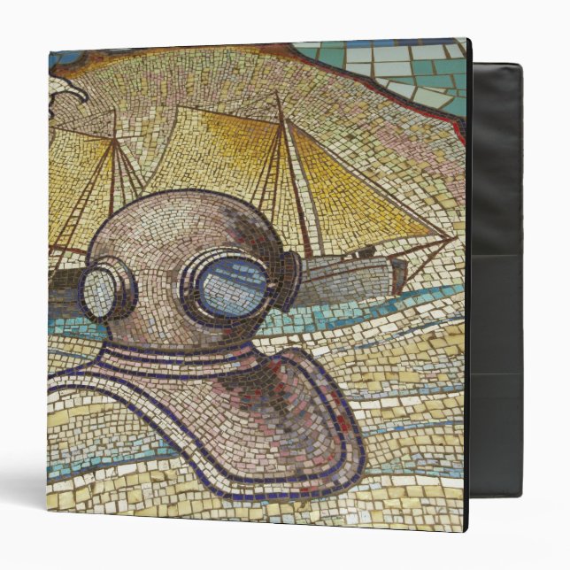 Mosaic of old divers helmet binder (Front/Inside)