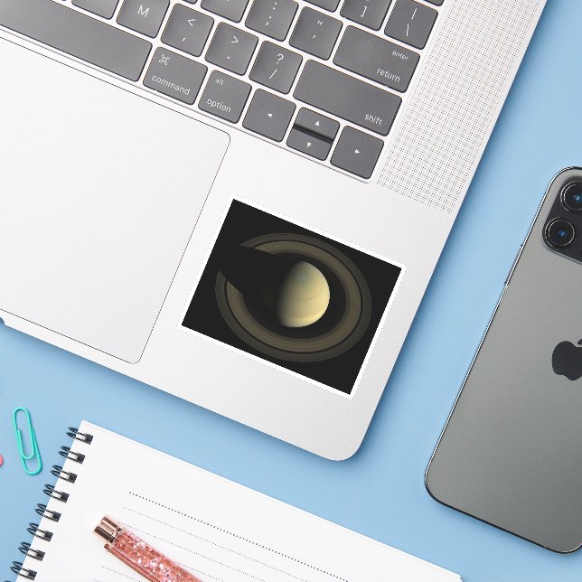 Mosaic Of Planet Saturn And Its Main Rings. (Laptop w/ iPhone)