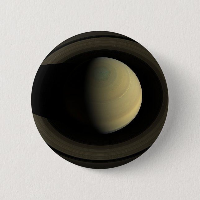 Mosaic Of Planet Saturn And Its Main Rings. 2 Inch Round Button (Front)