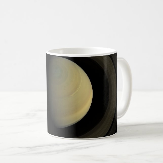 Mosaic Of Planet Saturn And Its Main Rings. Coffee Mug (Front Right)