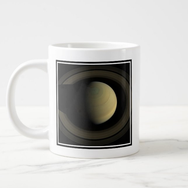 Mosaic Of Planet Saturn And Its Main Rings. Large Coffee Mug (Left)