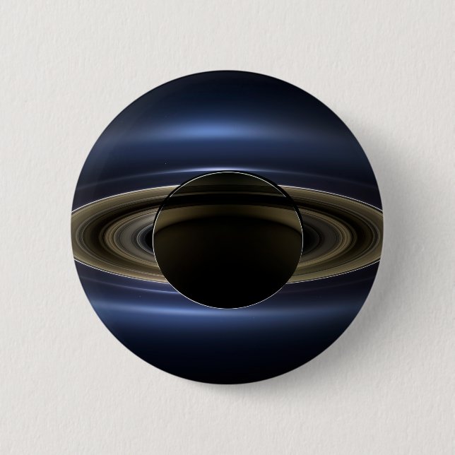 Mosaic Of The Saturn System Backlit By The Sun. 2 Inch Round Button (Front)