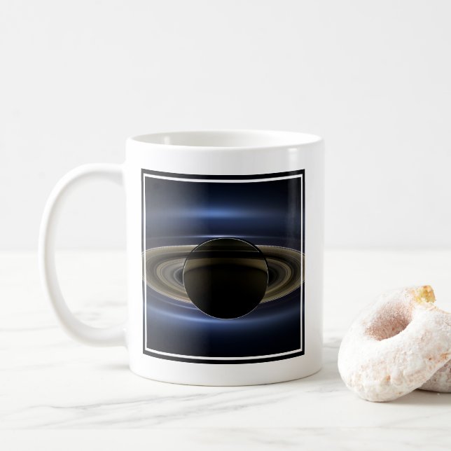 Mosaic Of The Saturn System Backlit By The Sun. Coffee Mug (With Donut)