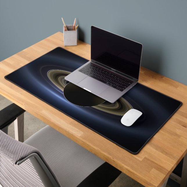 Mosaic Of The Saturn System Backlit By The Sun. Desk Mat (Office 2)
