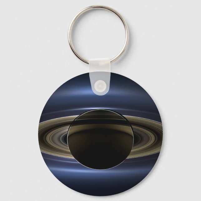 Mosaic Of The Saturn System Backlit By The Sun. Keychain (Front)