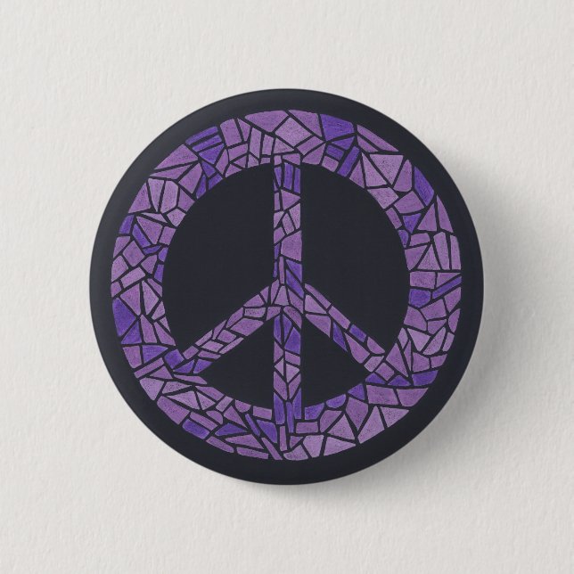 Mosaic Ombre Peace Sign Lavender Purple Buttons (Front)
