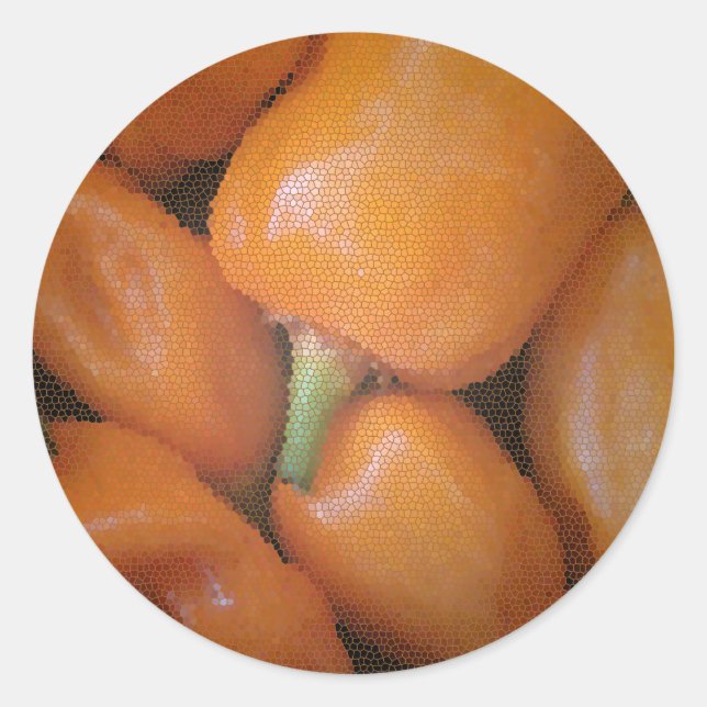 Mosaic Orange Southwest Chili Peppers Classic Round Sticker (Front)
