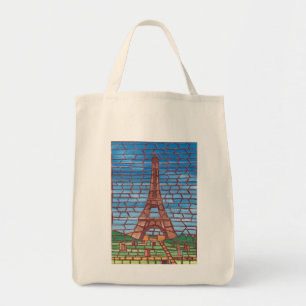 Mosaic Painting of Eiffel Tower Custom Bags