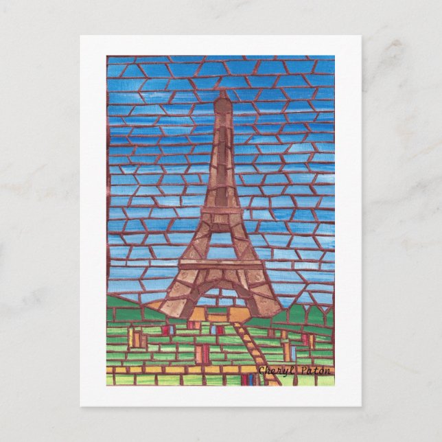 Mosaic Painting of Eiffel Tower Postcards (Front)