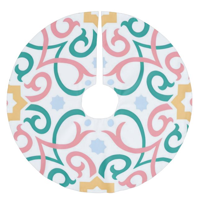 Mosaic/pastel/spring  brushed polyester tree skirt (Front)