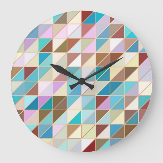 Mosaic - Pastels and earth tones Large Clock (Front)
