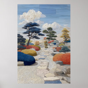 Mosaic Pathway Poster Stepping Stones, Colorful