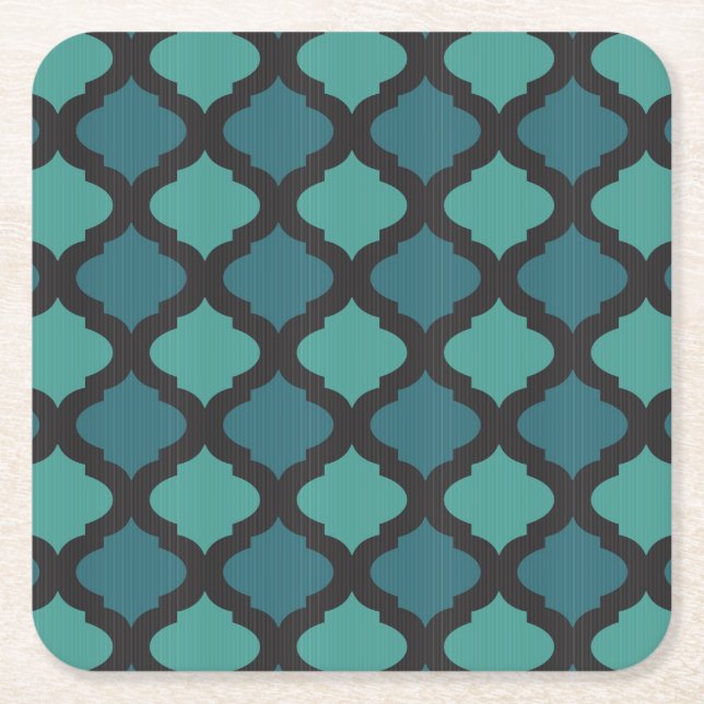 Mosaic pattern in arab style square paper coaster (Front)