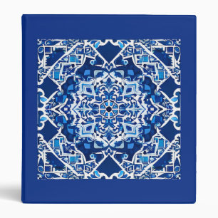 Mosaic Pattern in Indigo and Cobalt Blue Binder