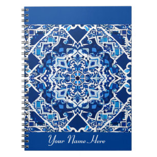 Mosaic Pattern in Indigo and Cobalt Blue  Notebook