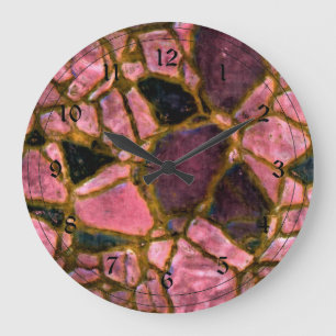 Mosaic pattern in purple plum large clock