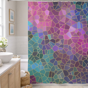 Mosaic Pattern of Pink Purple Teal Blue Green Gold