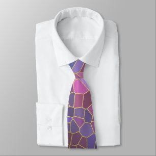 Mosaic Pattern of Pink Purple Teal Blue Green Gold Tie