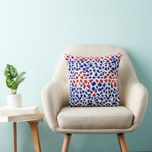 Mosaic Pattern Red Blue Throw Pillow