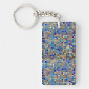 Mosaic pattern with blue center keychain