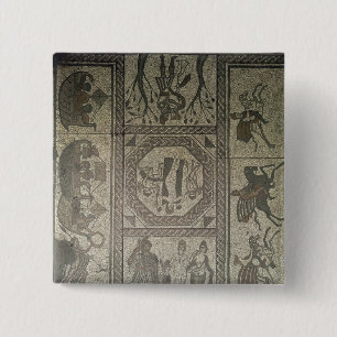 Mosaic pavement from the Roman villa at Low 2 Inch Square Button