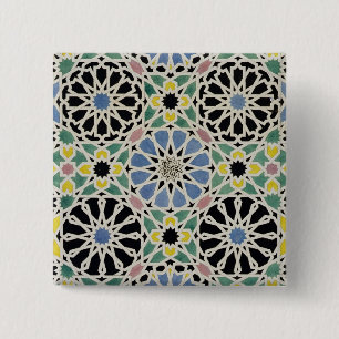 Mosaic Pavement in the Alhambra, from 'The Arabian 2 Inch Square Button