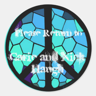 Mosaic Peace Symbol Bookplate Classic Round Sticker