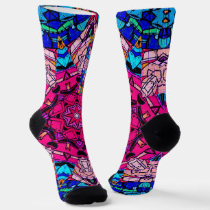 Mosaic Pink Mandala Floral Psychedelic Retro  Socks
