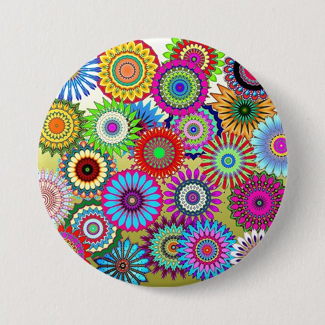 Mosaic Pinwheels 3 Inch Round Button (Front)