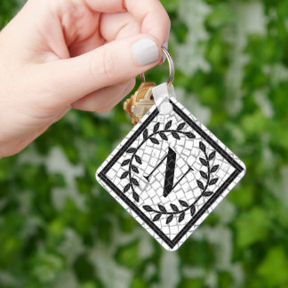 Mosaic Print Monogram Keychain