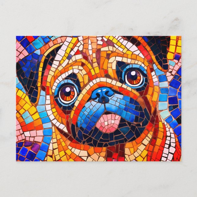 Mosaic Pug Postcard (Front)