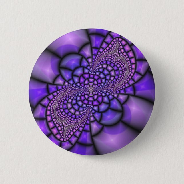 Mosaic Purple Flower 2 Inch Round Button (Front)