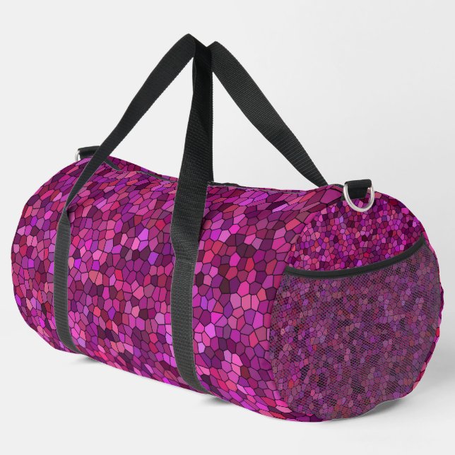 Mosaic Purple Pink Large Duffle Bag (Right Corner)