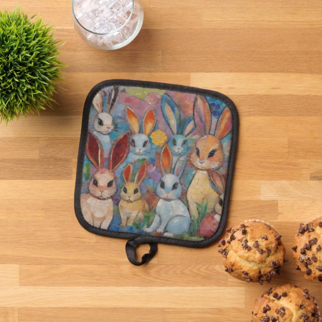 Mosaic Rabbit Pot Holder (Top Down)